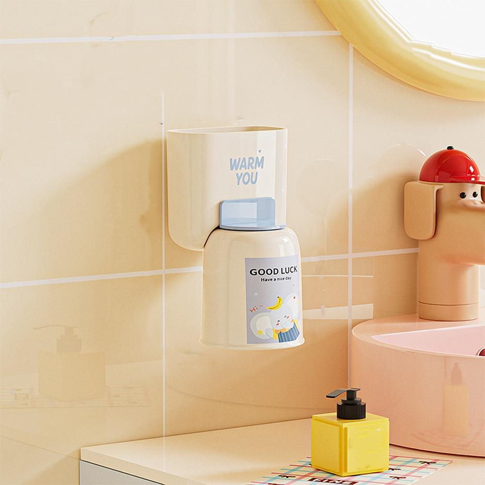 Süßer Wandmontierter Zahnbürstenhalter Stanzfreier Zahnpastaklip Mundspülbecher-Haken Badezimmer