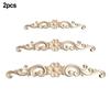 2Pcs Applique Wooden Carving Decal Unpainted Floral Wood Carved Corner Applique Furniture Cabinet Door Wall Home Decorations