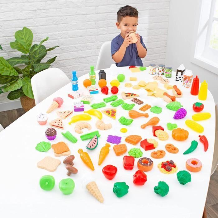 KidKraft - 115 Accessoires pour cuisine enfant dont fruits légumes, pizza, gauffres factices