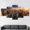 Sunset New York Skyline Empire State Building 5 Piece Five Panel Wall Canvas Print Modern Art Poster Picture Home Decor Gift For Him For Her