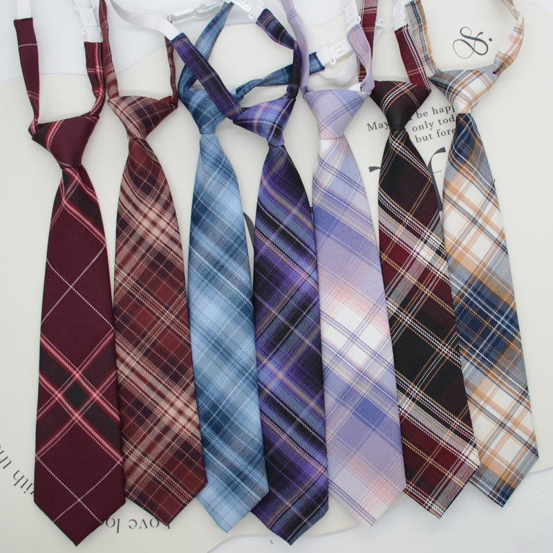 Tie Plaid Women Free Knotting Student College Style Japanese Short Uniform School Uniform Accessories Lazy