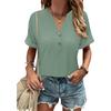 YYFS Camicette e camicie con scollo a V a maniche corte con stampa tinta unita primavera estate casual alla moda da donna