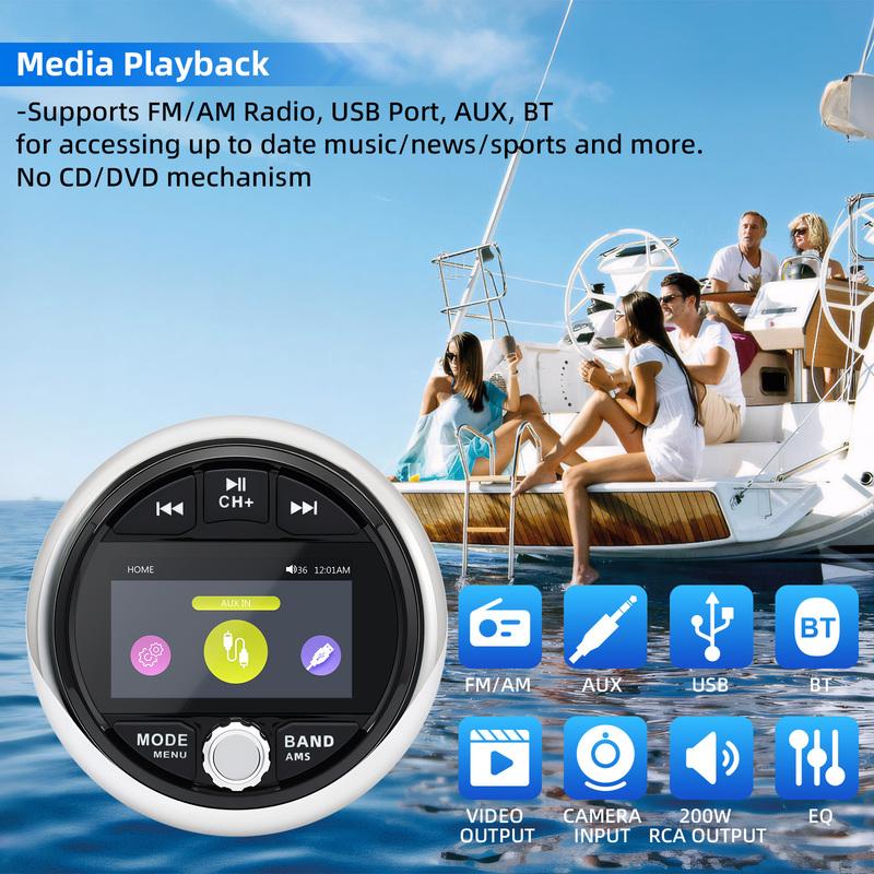 N MP5 Marine Stereo Waterproof IPX5 Boat Radio Media Player Bluetooth-compatible FM AM RDS Audio For Yacht Boat ATV UTV