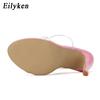 Fashion Eilyken PVC Transparent High Heels Open Toe Slippers Pumps Women Mules Lady Slides Sandales Tacones Mujer