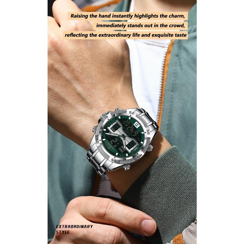 POEDAGAR Sports Luxury Man Wristwatch Dual Time Display Digital Week Date LED Luminous Men Watch Electronic Quartz Watches