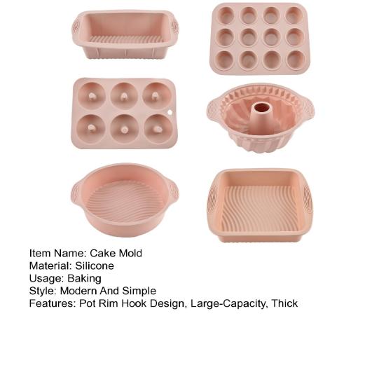 6Pcs Silicone Baking Mold Set for Oven Air Fryer Square Donut Muffin Toast Bread Mold Non-Stick Easy-Release Essential Home Baking Kit