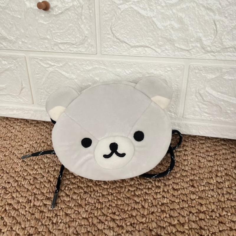NEW Rilakkuma Plush Crossbody Bag Black White Two Tone Relax Bear Doll Coin Purse Keychain Soft Bag Kawaii Storage Handbag Decor