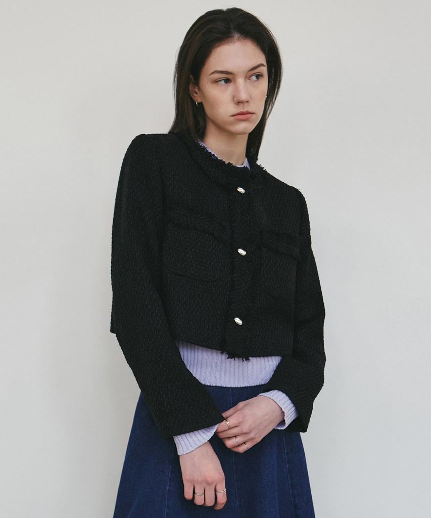 Nick&Nicole Charlotte Crop Tweed Jacket_Black