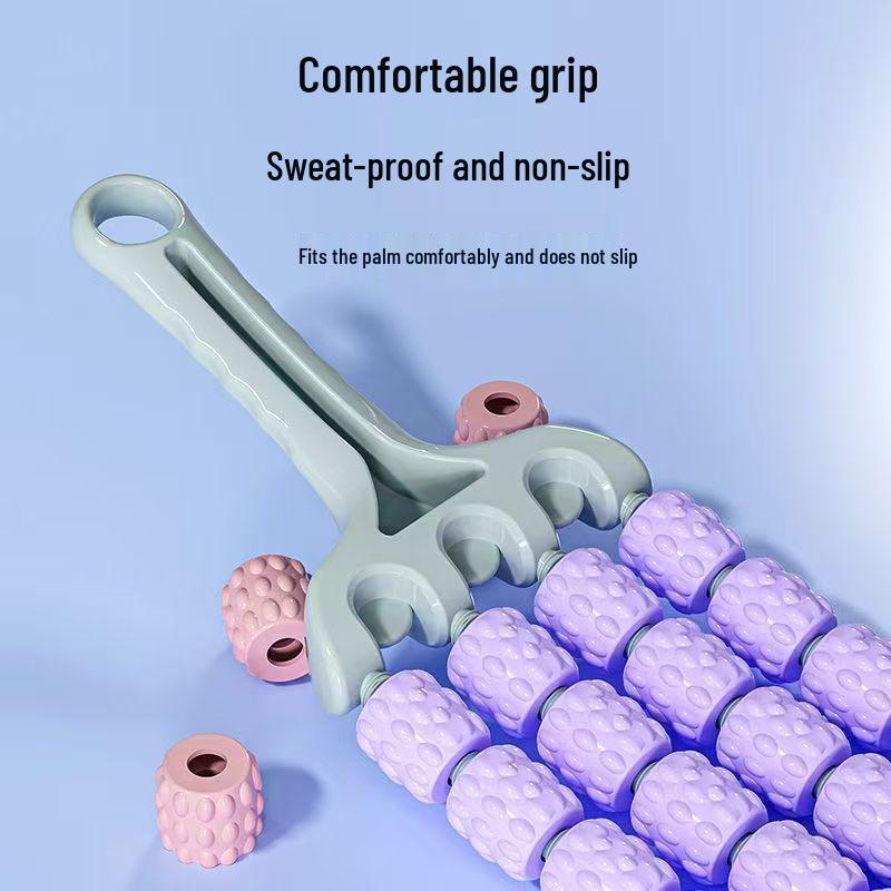 Four-Row 32-Wheel Bendable Massage Stick: Wolf Tooth Design for Children's Leg Muscle Relaxation and Yoga Training