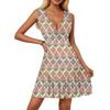 Women's Dress V-neck Sleeveless Casual Floral Print Hem Pleated Dress