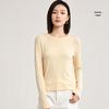 Tencel Wool Collar Base Shirt: Silk-Like, Light, Warm, Round Neck, Knitted Long Sleeve Top for Autumn/Winter Women.