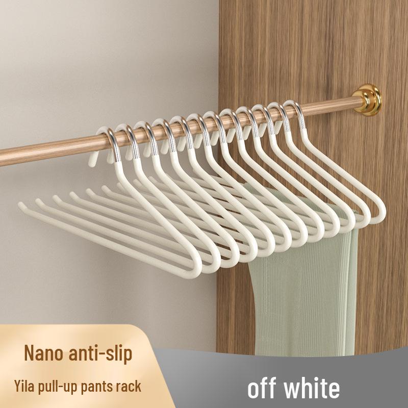 Goose-Shaped Non-Slip Trouser Rack: Traceless, Plastic-Coated Pant and Clothes Hanger with Clips for Organized Home Storage.