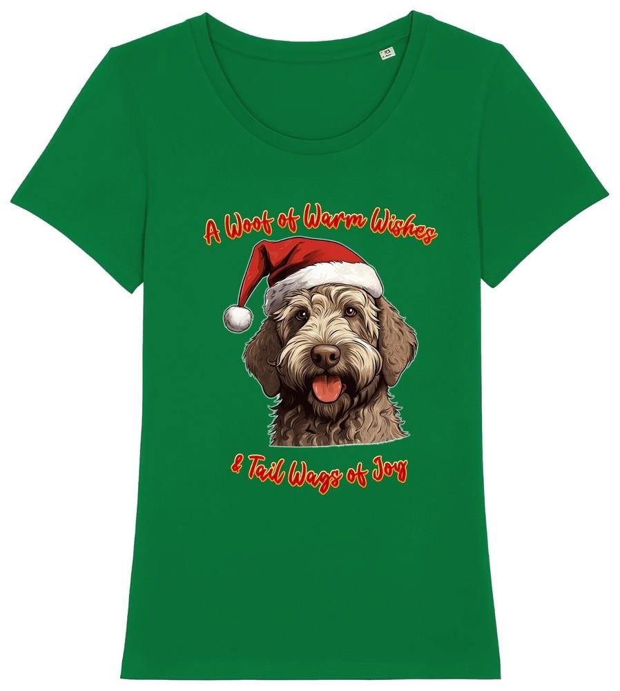 

Womens Labradoodle Christmas T-Shirt Santa Dog Lover Woof Wishes Gift Puppy Dogs M
