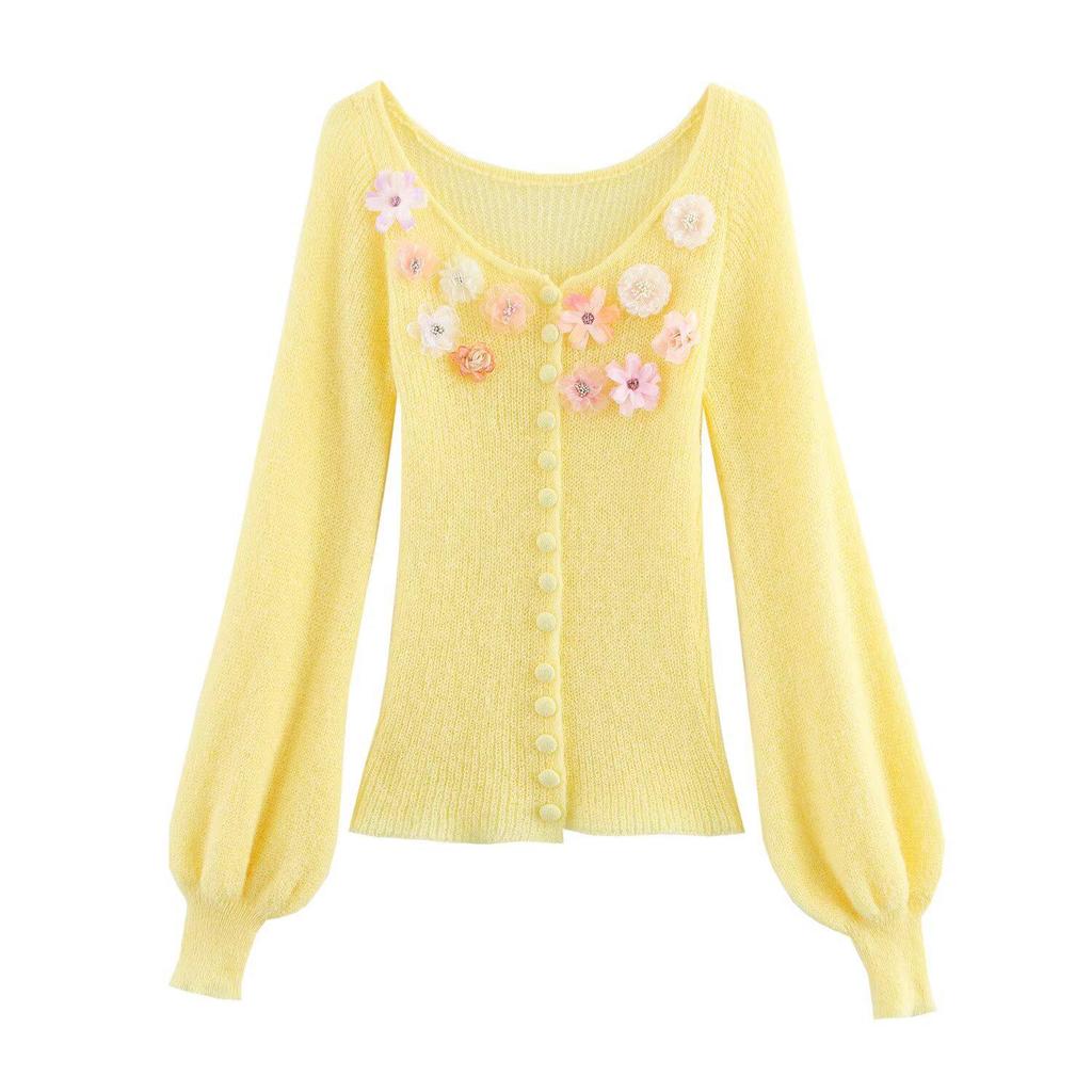 2025 Spring Women's European & American Floral Knit Cardigan - Fashionable, Simple, Versatile & Casual