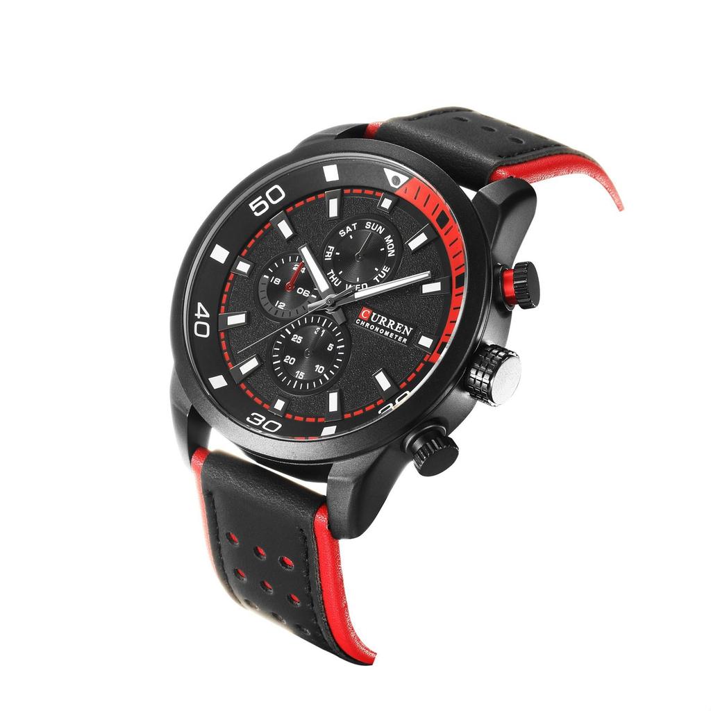CURREN 8250 Men's Quartz Sport Casual Watch with Leather Strap