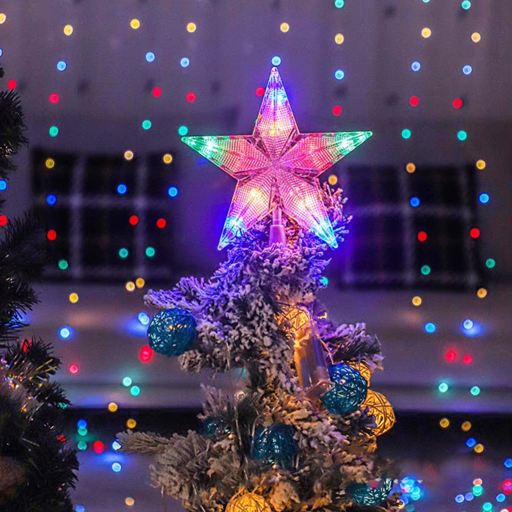Glowing Christmas Tree Topper Star LED Xmas Atmosphere  Light  Gift