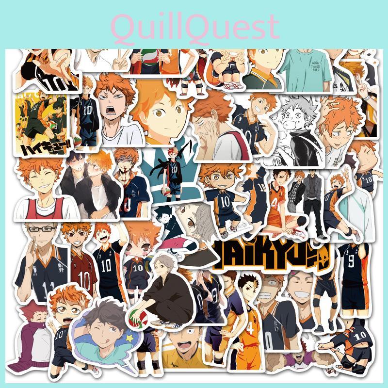Anime Haikyuu!! 52-piece Sticker Set With Waterproof Multi-color Decals For Laptops And Bikes