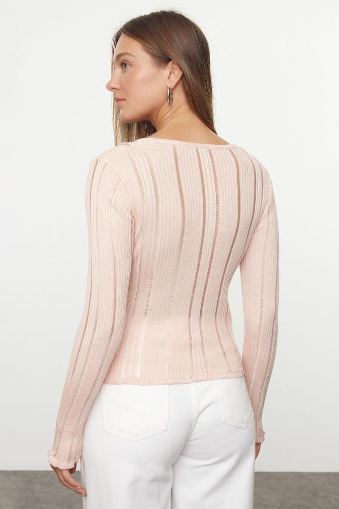 Women's Fashion Stylish Sweater Powder Premium Quality Knit Detailed Knitwear Sweater