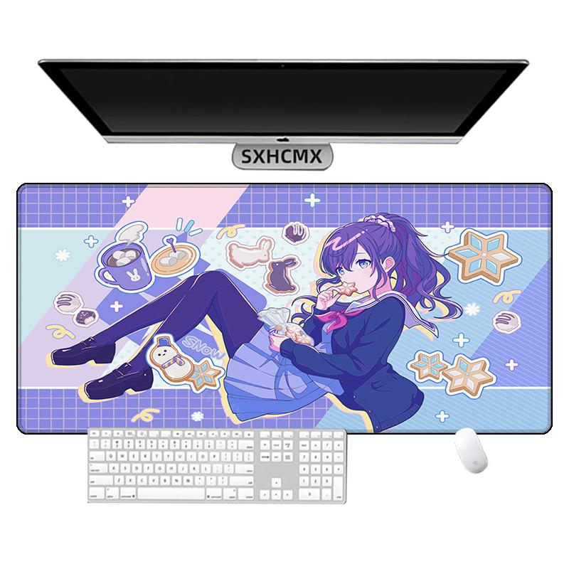 Anime Project Sekai Mouse Pad Office Kawaii PJSK Desk Pad Computer Gaming Accessories Stitch Edge Natural Rubber Keyboard Mat