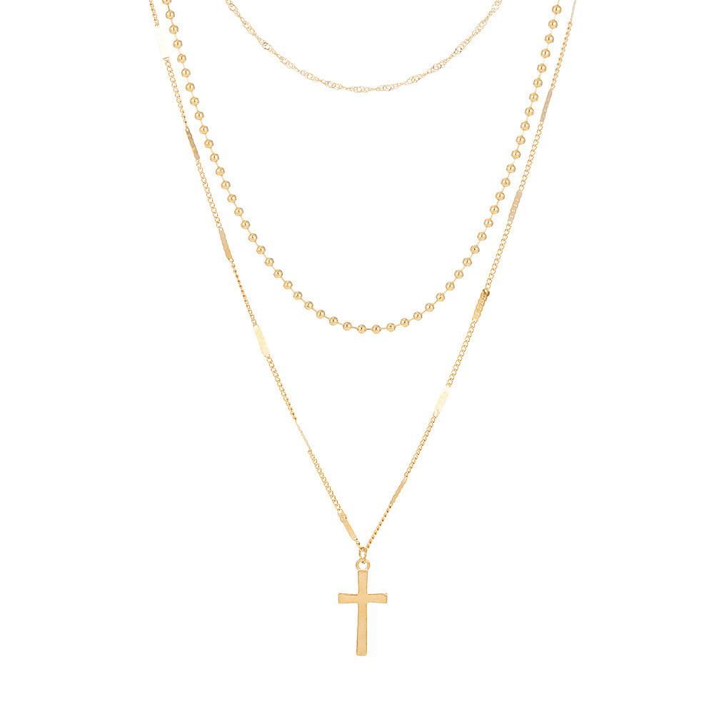 

Vintage Cross Glamorous Necklace In Alloy Multilayered Style For Couples Fashionforward золотой