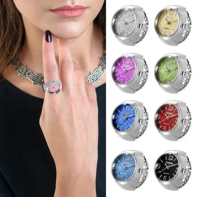 Alloy Ring Watch Quartz Elastic Rings Creative Round Quartz Finger Rings  Women