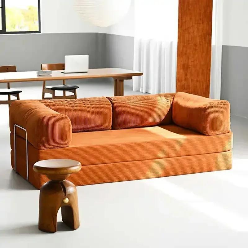 High-End Retro Corduroy Adjustable Living Room Sofa Set Comfortable Shape-Retaining Leisure Chairs
