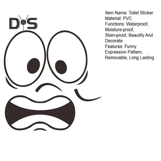 Toilettenaufkleber mit erschrockenem Ausdruck, wasserdicht, entfernbar, selbstklebend, PVC, Wandkunst, Cartoon-Ausdruck, Toilettensitzdeckel-Dekoration für Wohnzimmer und Badezimmer