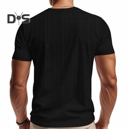 Letní pánské tričko Volný střih Americký styl Krátký rukáv Zapínací Kulatý výstřih Top Jednobarevný Ležérní Denní Top