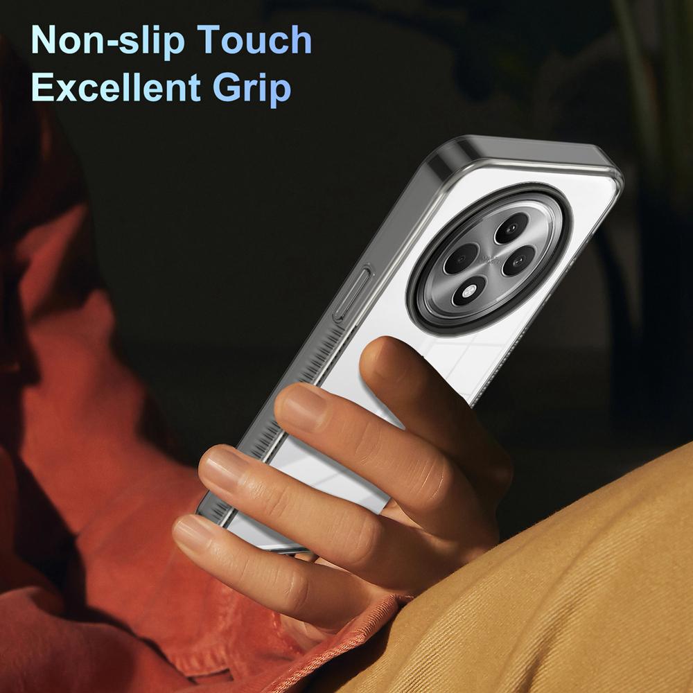 KEYSION Transparent Phone Case for OPPO Reno12 F 5G Soft TPU+PC Anti-slip HD Clear Shockproof Phone Cover for OPPO Reno 12F 5G