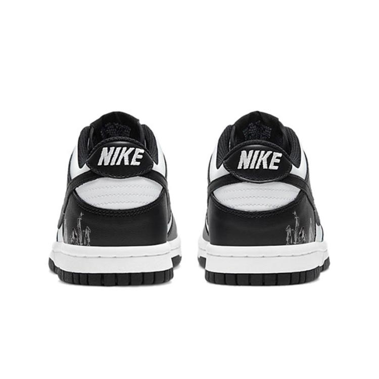 Nike Dunk Slip Resistant Abrasion Resistant Low top Skateboard Shoes Men's Black White DD1391-100(Team10-)