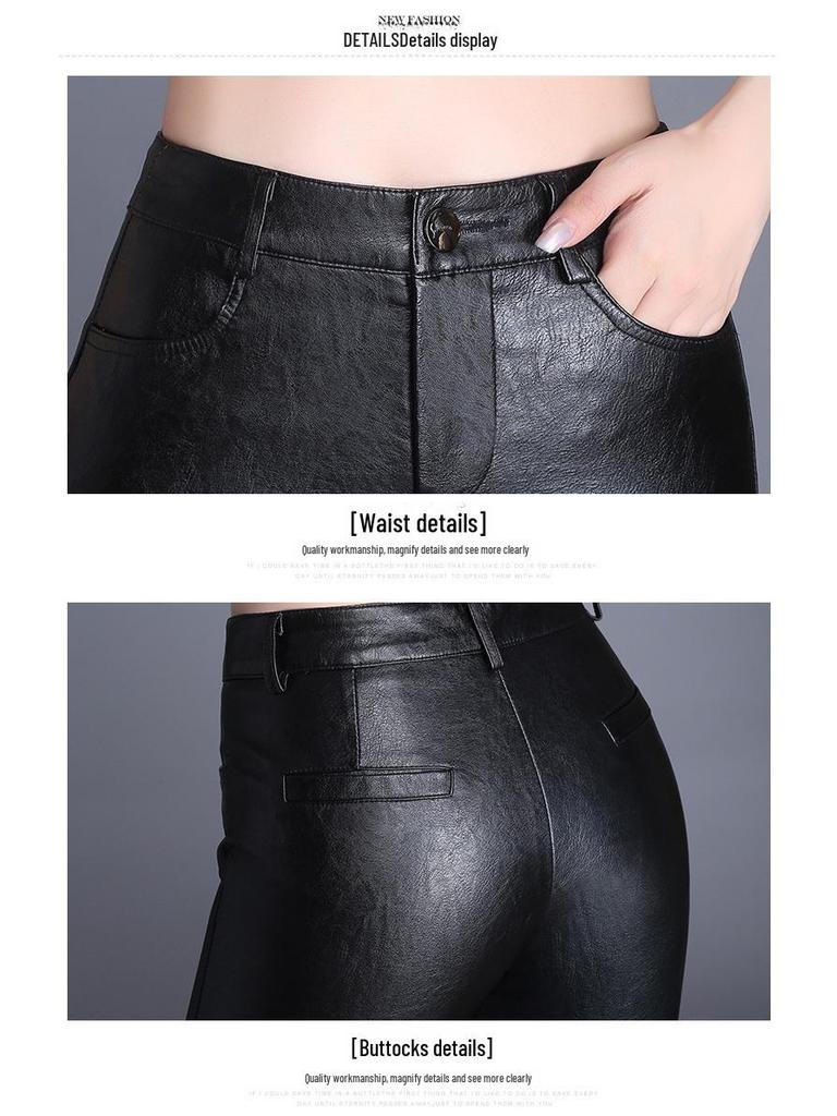 Women's Sheepskin Leather High-Waist Wide-Leg Pants - 2025 Autumn/Winter Collection