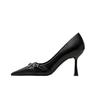 Spring Women's Shoes Silver High Heels Sexy French Style Pointed Shoes Metal Decoration Paired with Skirts Elegant Banquet 2025