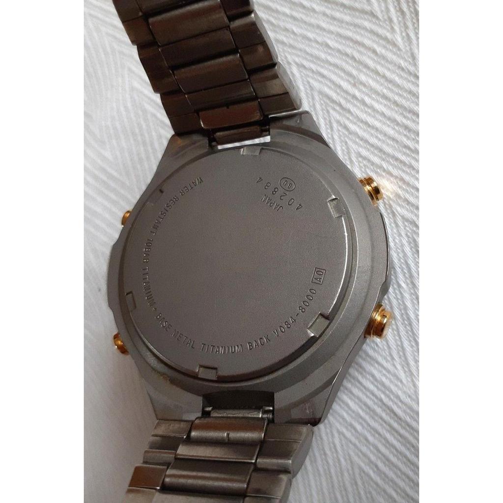 Used SEIKO ALBA EPSILON V084-8000 Box Included Genuine Belt Epsilon Titanium
