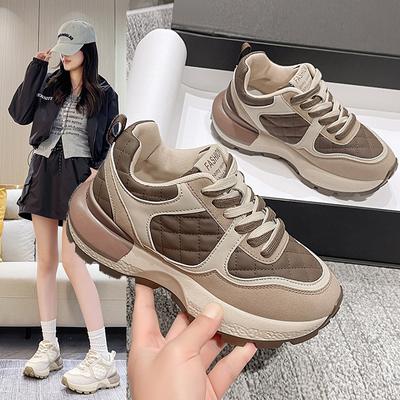 Buty na platformie dla taty Jesień i Zima Nowe plus Aksamitne buty codzienne Sportowe Arganowe buty damskie Sznurowane modne buty damskie