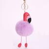 Cute Fluffy Pompom Flamingo Plush Toy Fur Fake Rabbit String Pendant Rope Plush Doll Toys Decor Gift Toy Bag Pendant Toy