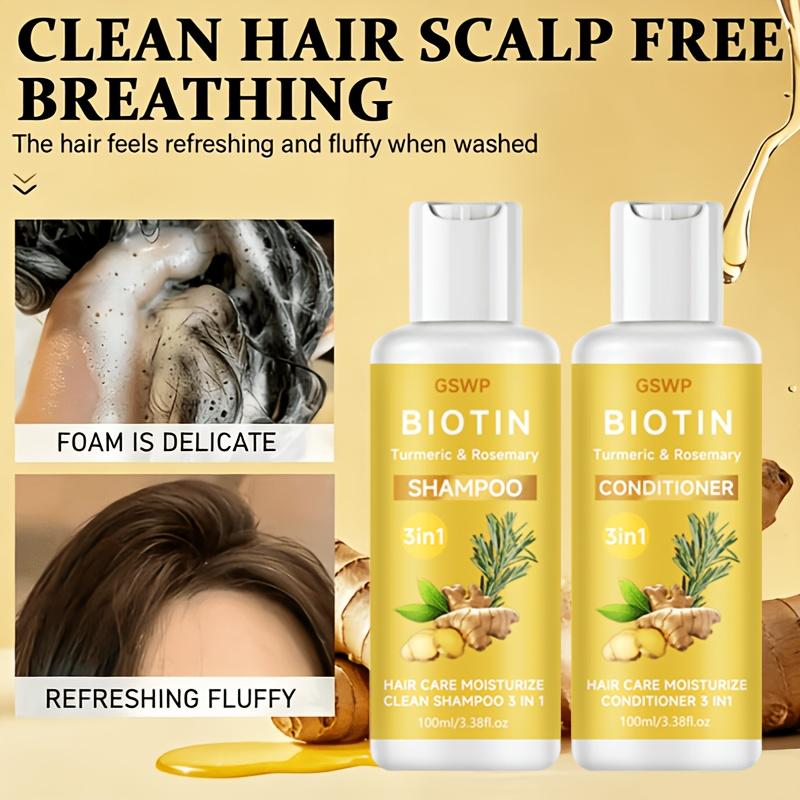 GSWP Biotin Turmeric & Rosemary Shampoo, Conditioner and Treatment In One Deeply Hydrating Cleanse Reduces Dryness.100ml/200ml