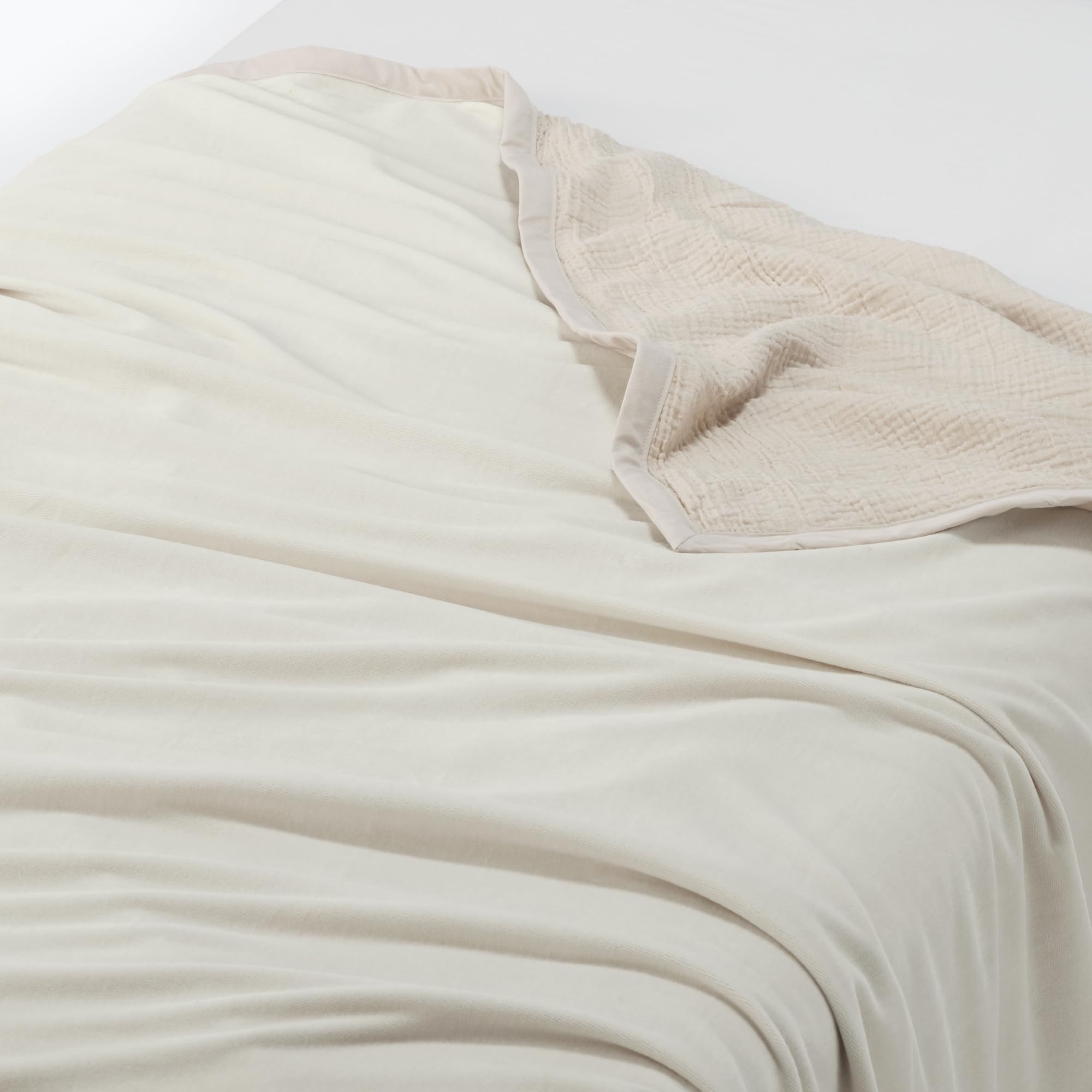 MUJI Хлопковая марля и смесовый хлопок Велюр Двусторонний 140 x 200 Артикул 15598472 Плед, Односпальный, см, Бежевый, бежевый