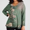Modisches lässiges Langarm-Oberteil für Damen in Übergröße mit Blumenprint Übergröße Blumenprint-Oberteil