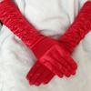 Korean Style Women Wrinkle Gloves Elasticity Bridal Gloves Temperament Full Finger Gloves  Women