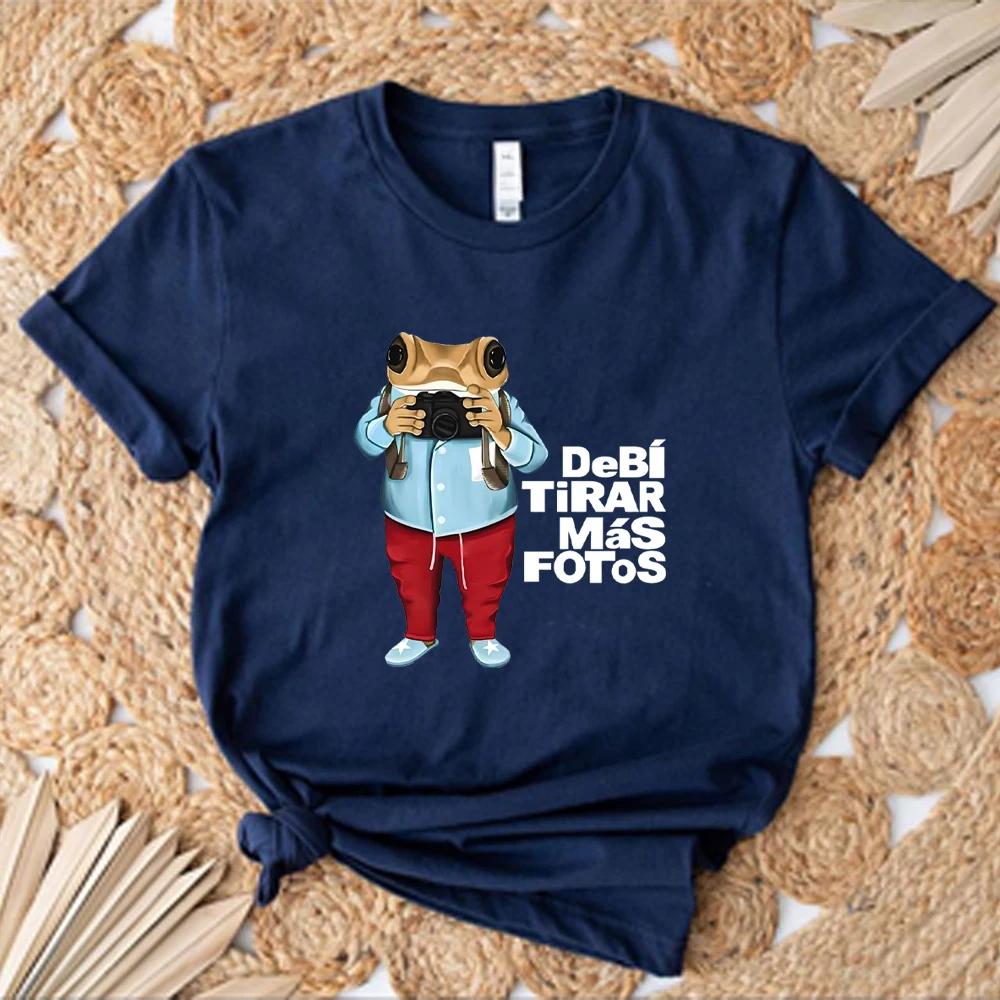 

Деби Тирар Мас Фотос Футболка Мультяшная Лягушка DTMF Принт Рубашка Забавные Футболки с Лягушками Унисекс Летние Топы с Коротким Рукавом Латинские Подарки XXXL темно-синий