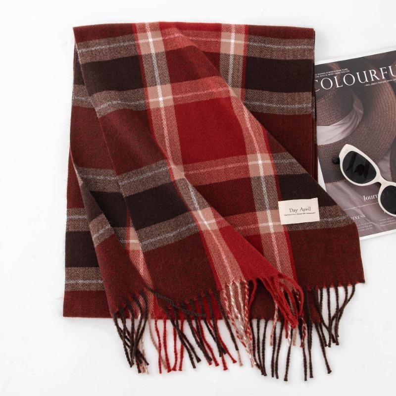 Autumn and winter Christmas scarf atmosphere imitation cashmere women's high-end sense plaid red new winter warm scarf