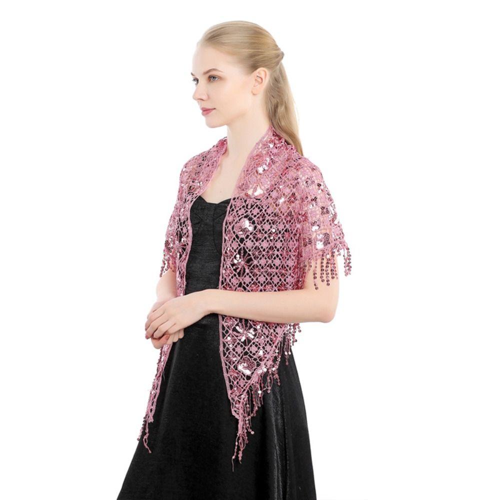 Capes Sequins Tassel Shawls Tassels Belly Dancing Scarf Practice Triangle Shawl  For Women