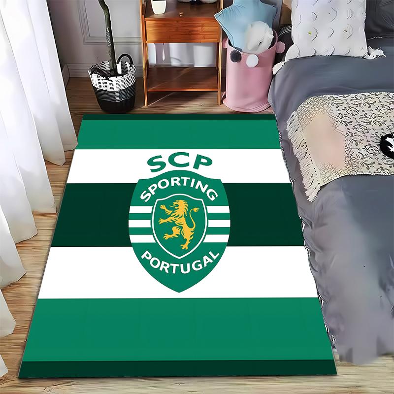 Green and White Carpet with SCP Sporting Portugal Logo Design Suitable for Use As an Anti-slip for Living Room Bedroom Sofas