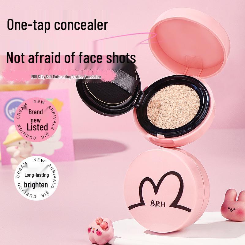 BRH Pink Heart Cushion: Oil-Control, Long-Lasting, No-Cake, No-Smudge Cosmetics 01# Ivory