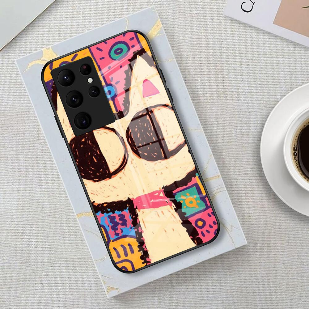 Cats Gathering Crayon Phone Case For Samsung S25 Edge Ultra 23 22 21 20 Ultra Plus S24 Fe A54 53 25 Glass Cover