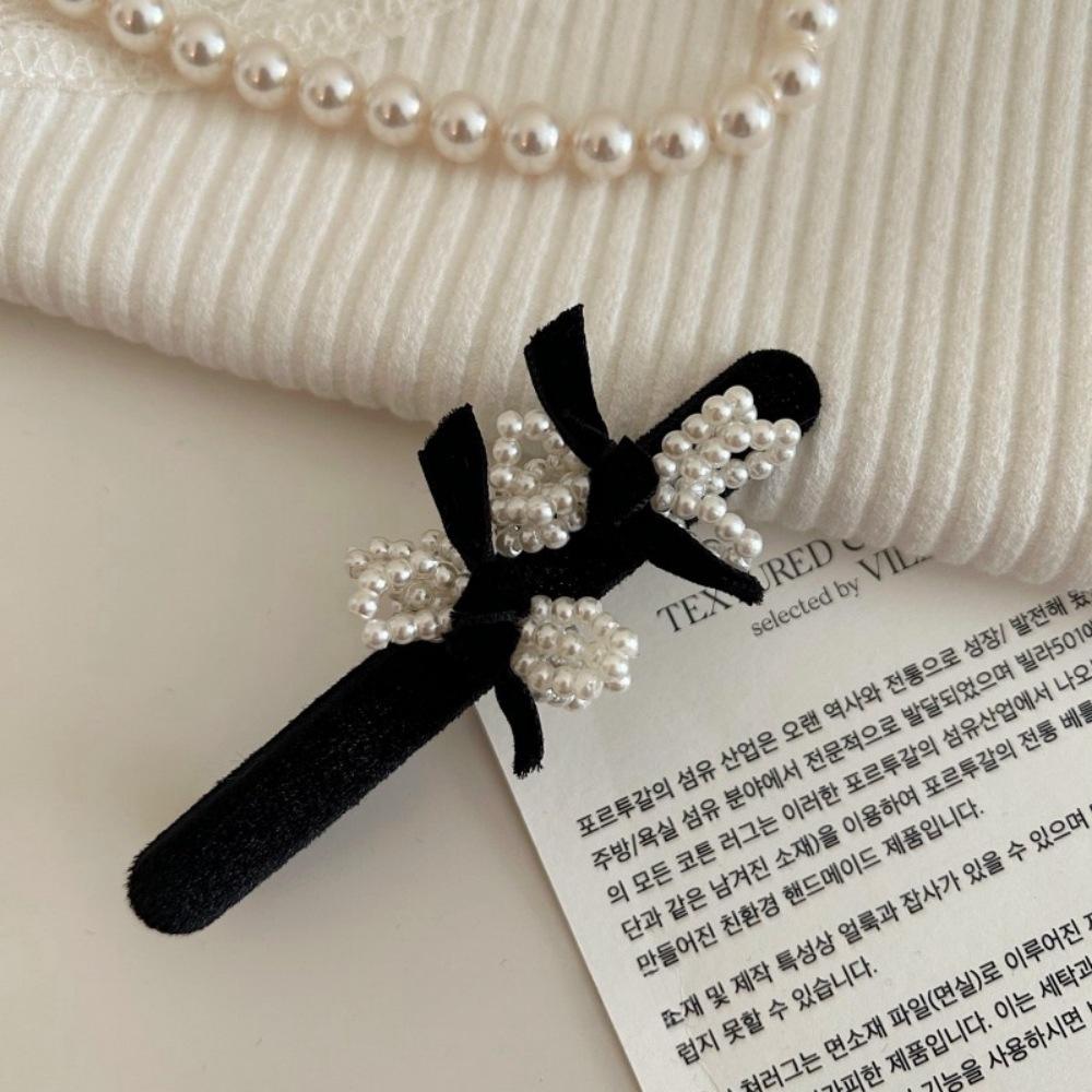 Сяосянфэн черная бархатная жемчужная заколка-бант головной убор нишевая ins заколка аксессуары для волос