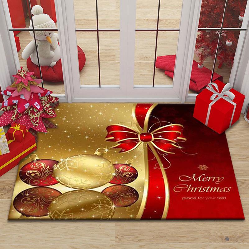 1PC 40*60cm Christmas Entry Door Foot Mat Christmas Carpet Floor Mat Bathroom Non-slip Absorbent Floor Mat Holiday Door Mat Home Decoration