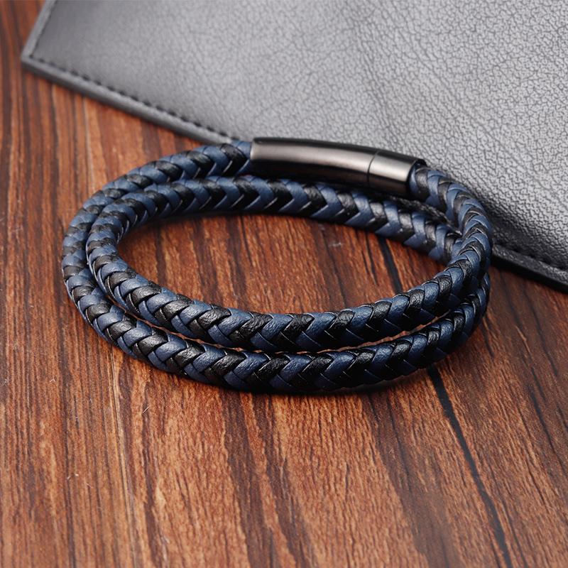 Various Styles Of Small Accessories Stainless Steel Men's Leather Bracelet Magnet Buckle Classic Boy's Valentine's Day Gift