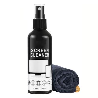 Kit de Spray Nettoyant pour Écran - Spray Nettoyant pour Verre et Chiffon de Nettoyage en Microfibre, Convient pour une variété de Verres, Lunettes, Objectifs d'Appareil Photo