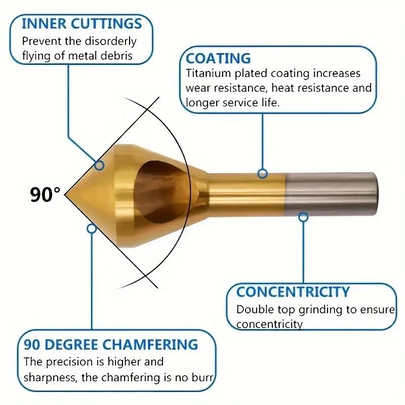 Chamfering Steel Plate Aluminum Parts Countersink Drill Bit Deburring Drill Taper Hole Cutter Countersunk Head Chamfering Tools